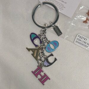 RARE Coach Cascading Multi Mix Letters Keychain Bag Charm Style F62741 Enamel
